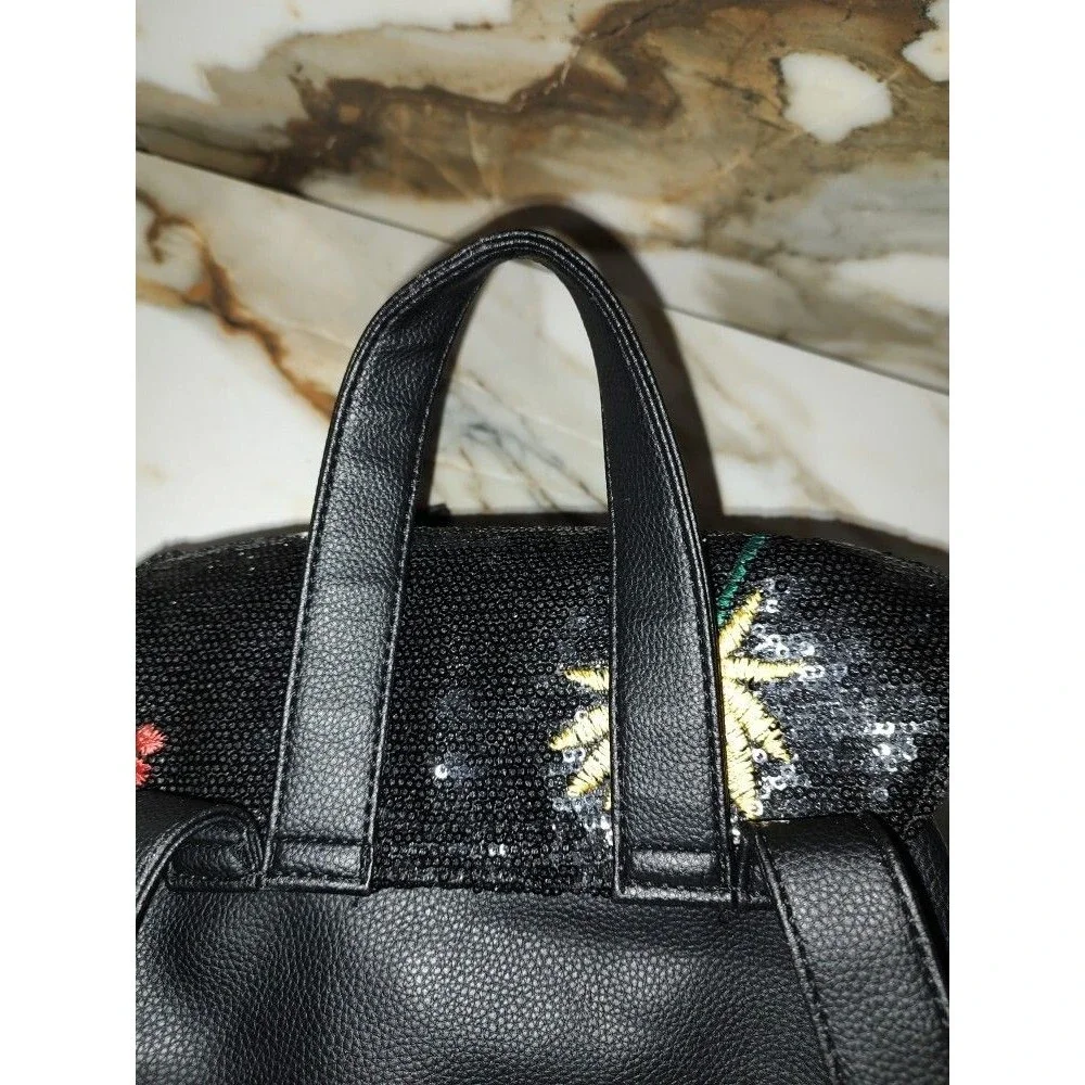 Beautiful Women's Unbranded Sequin Floral Black Backpack 12